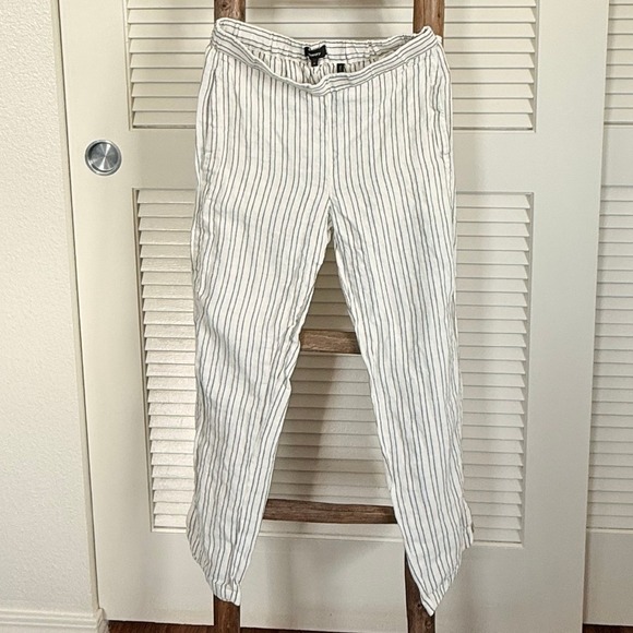 Theory Women's Striped Linen Blend Pants Size 0 Pull On Casual Trousers - Picture 2 of 4